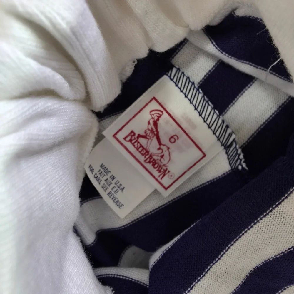 Vintage Buster Brown Kids Sailor Set White Blue Striped 2pc Outfit Size 6 USA